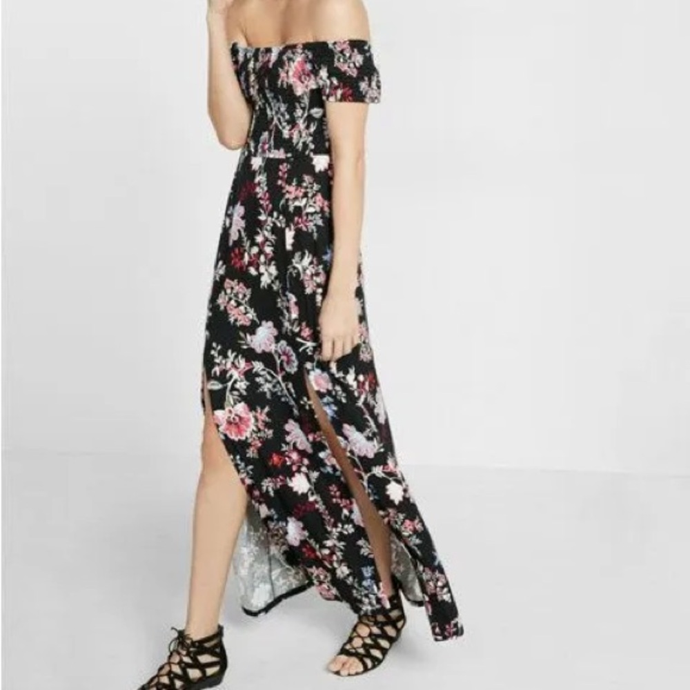 Express Floral Off the Shoulder Maxi Dress